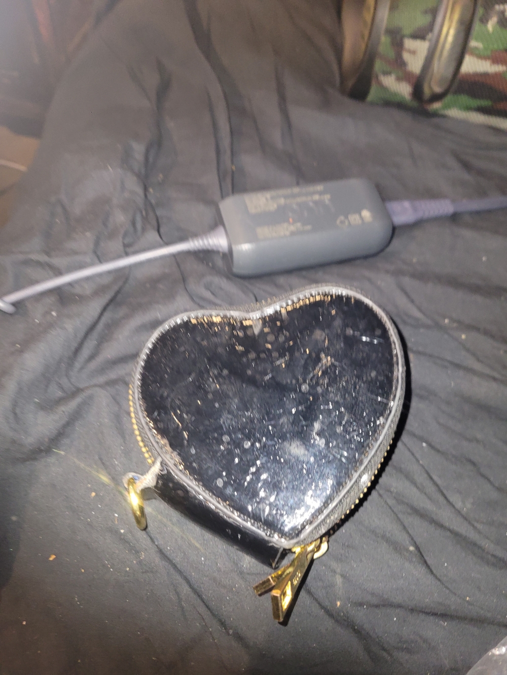 Black Heart-Shaped Accessory Case - Unbranded